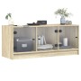 Mueble de TV con puertas de vidrio roble Sonoma 102x37x42 cm en Muebles TV | Comprar online en Foru.es