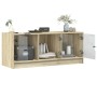 Mueble de TV con puertas de vidrio roble Sonoma 102x37x42 cm en Muebles TV | Comprar online en Foru.es