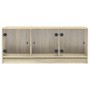 Mueble de TV con puertas de vidrio roble Sonoma 102x37x42 cm en Muebles TV | Comprar online en Foru.es