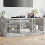 Mueble de TV con puertas de vidrio gris hormigón 102x37x42 cm en Muebles TV | Comprar online en Foru.es