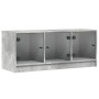 Mueble de TV con puertas de vidrio gris hormigón 102x37x42 cm en Muebles TV | Comprar online en Foru.es