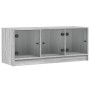 Mueble de TV con puertas de vidrio gris Sonoma 102x37x42 cm en Muebles TV | Comprar online en Foru.es