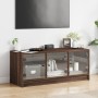 Mueble de TV con puertas de vidrio marrón roble 102x37x42 cm en Muebles TV | Comprar online en Foru.es