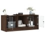 Mueble de TV con puertas de vidrio marrón roble 102x37x42 cm en Muebles TV | Comprar online en Foru.es
