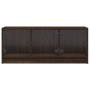 Mueble de TV con puertas de vidrio marrón roble 102x37x42 cm en Muebles TV | Comprar online en Foru.es