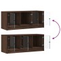 Mueble de TV con puertas de vidrio marrón roble 102x37x42 cm en Muebles TV | Comprar online en Foru.es