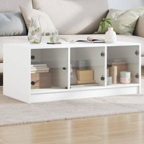 Mesa de centro con puertas de vidrio blanca 102x50x42 cm en Mesas de centro | Comprar online en Foru.es
