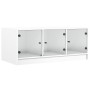 Mesa de centro con puertas de vidrio blanca 102x50x42 cm en Mesas de centro | Comprar online en Foru.es