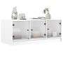 Mesa de centro con puertas de vidrio blanca 102x50x42 cm en Mesas de centro | Comprar online en Foru.es