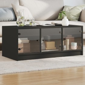 Mesa de centro con puertas de vidrio negra 102x50x42 cm en Mesas de centro | Comprar online en Foru.es