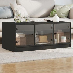 Mesa de centro con puertas de vidrio negra 102x50x42 cm en Mesas de centro | Comprar online en Foru.es