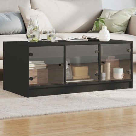 Mesa de centro con puertas de vidrio negra 102x50x42 cm en Mesas de centro | Comprar online en Foru.es