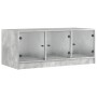 Mesa de centro con puertas de vidrio grs hormigón 102x50x42 cm en Mesas de centro | Comprar online en Foru.es