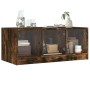 Mesa de centro con puertas de vidrio roble ahumado 102x50x42 cm en Mesas de centro | Comprar online en Foru.es