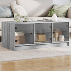 Mesa de centro con puertas de vidrio gris Sonoma 102x50x42 cm en Mesas de centro | Comprar online en Foru.es
