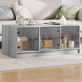 Mesa de centro con puertas de vidrio gris Sonoma 102x50x42 cm en Mesas de centro | Comprar online en Foru.es