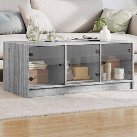 Mesa de centro con puertas de vidrio gris Sonoma 102x50x42 cm en Mesas de centro | Comprar online en Foru.es