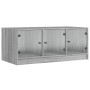 Mesa de centro con puertas de vidrio gris Sonoma 102x50x42 cm en Mesas de centro | Comprar online en Foru.es