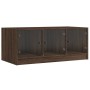 Mesa de centro con puertas de vidrio marrón roble 102x50x42 cm en Mesas de centro | Comprar online en Foru.es