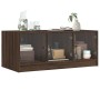 Mesa de centro con puertas de vidrio marrón roble 102x50x42 cm en Mesas de centro | Comprar online en Foru.es