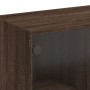 Mesa de centro con puertas de vidrio marrón roble 102x50x42 cm en Mesas de centro | Comprar online en Foru.es