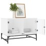 Mesa de centro con puertas de vidrio blanca 68,5x50x50 cm en Mesas de centro | Comprar online en Foru.es