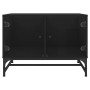 Mesa de centro con puertas de vidrio negra 68,5x50x50 cm en Mesas de centro | Comprar online en Foru.es