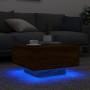Mesa de centro con luces LED roble marrón 55x55x31 cm en Mesas de centro | Comprar online en Foru.es