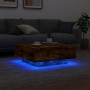 Mesa de centro con luces LED roble ahumado 80x80x31 cm en Mesas de centro | Comprar online en Foru.es