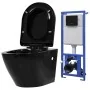 Inodoro de pared con cisterna oculta cerámica negro de vidaXL, Baños - Ref: Foro24-3054478, Precio: 347,61 €, Descuento: %