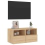 Mueble de TV de pared madera ingeniería roble Sonoma 60x30x30cm en Muebles TV | Comprar online en Foru.es