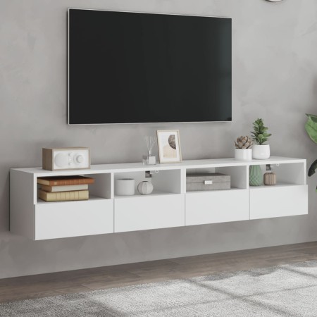 Muebles de pared TV 2 uds madera ingeniería blanco 80x30x30 cm en Muebles TV | Comprar online en Foru.es