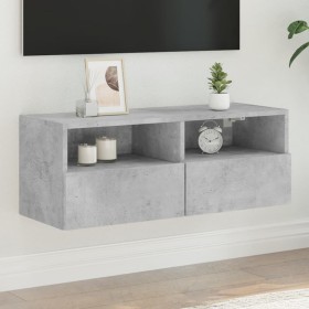 Mueble de pared TV madera ingeniería gris hormigón 80x30x30 cm en Muebles TV | Comprar online en Foru.es