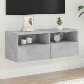 Mueble de pared TV madera ingeniería gris hormigón 80x30x30 cm en Muebles TV | Comprar online en Foru.es