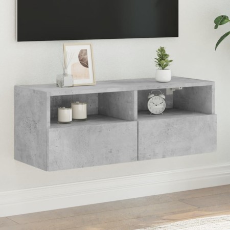 Mueble de pared TV madera ingeniería gris hormigón 80x30x30 cm en Muebles TV | Comprar online en Foru.es