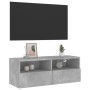 Mueble de pared TV madera ingeniería gris hormigón 80x30x30 cm en Muebles TV | Comprar online en Foru.es