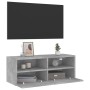 Mueble de pared TV madera ingeniería gris hormigón 80x30x30 cm en Muebles TV | Comprar online en Foru.es