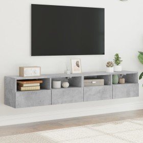 Muebles de pared para TV 2 uds madera gris hormigón 80x30x30 cm en Muebles TV | Comprar online en Foru.es
