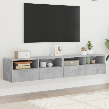 Muebles de pared para TV 2 uds madera gris hormigón 80x30x30 cm en Muebles TV | Comprar online en Foru.es