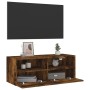 Mueble de pared TV madera ingeniería roble ahumado 80x30x30 cm en Muebles TV | Comprar online en Foru.es