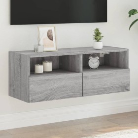 Mueble de pared TV madera de ingeniería Sonoma gris 80x30x30 cm en Muebles TV | Comprar online en Foru.es