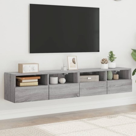 Muebles de pared para TV 2 uds madera gris Sonoma 80x30x30 cm en Muebles TV | Comprar online en Foru.es