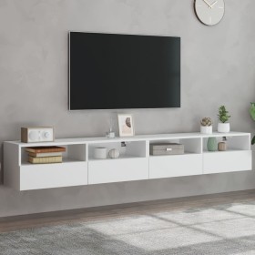 Muebles de pared TV 2 uds madera ingeniería blanco 100x30x30 cm en Muebles TV | Comprar online en Foru.es