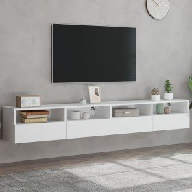 Muebles de pared TV 2 uds madera ingeniería blanco 100x30x30 cm en Muebles TV | Comprar online en Foru.es