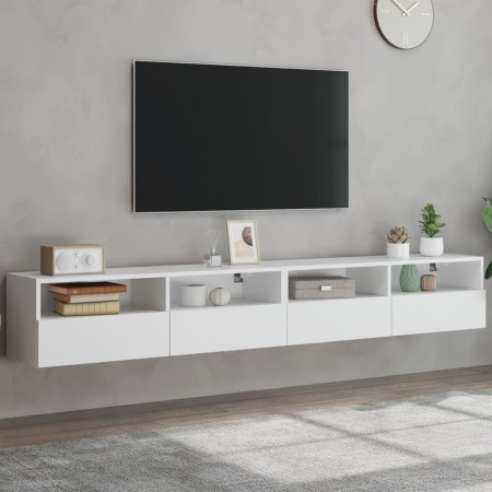 Muebles de pared TV 2 uds madera ingeniería blanco 100x30x30 cm en Muebles TV | Comprar online en Foru.es