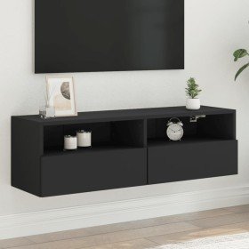Mueble de pared para TV madera de ingeniería negro 100x30x30 cm en Muebles TV | Comprar online en Foru.es