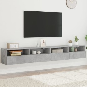 Muebles de pared de TV 2 uds madera gris hormigón 100x30x30 cm en Muebles TV | Comprar online en Foru.es