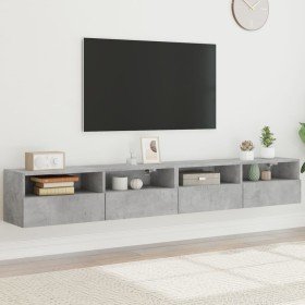 Muebles de pared de TV 2 uds madera gris hormigón 100x30x30 cm en Muebles TV | Comprar online en Foru.es
