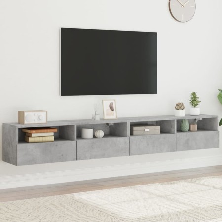 Muebles de pared de TV 2 uds madera gris hormigón 100x30x30 cm en Muebles TV | Comprar online en Foru.es