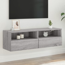 Mueble de pared TV madera ingeniería Sonoma gris 100x30x30 cm en Muebles TV | Comprar online en Foru.es